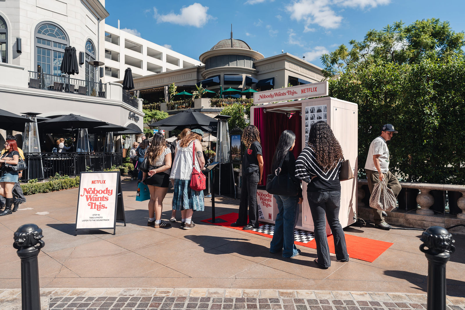 Custom-wrapped Nobody Wants This photo booth at The Grove, Los Angeles — photo 1