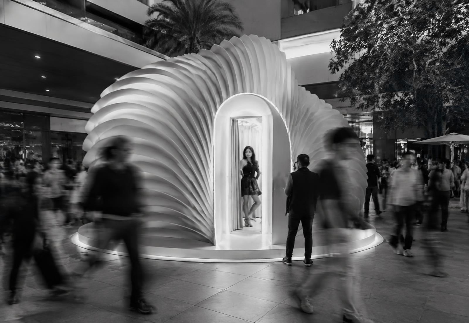 Scenic fabricated installation around a booth