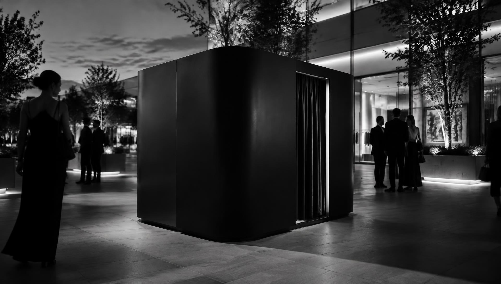 Custom wrapped booth at an evening event